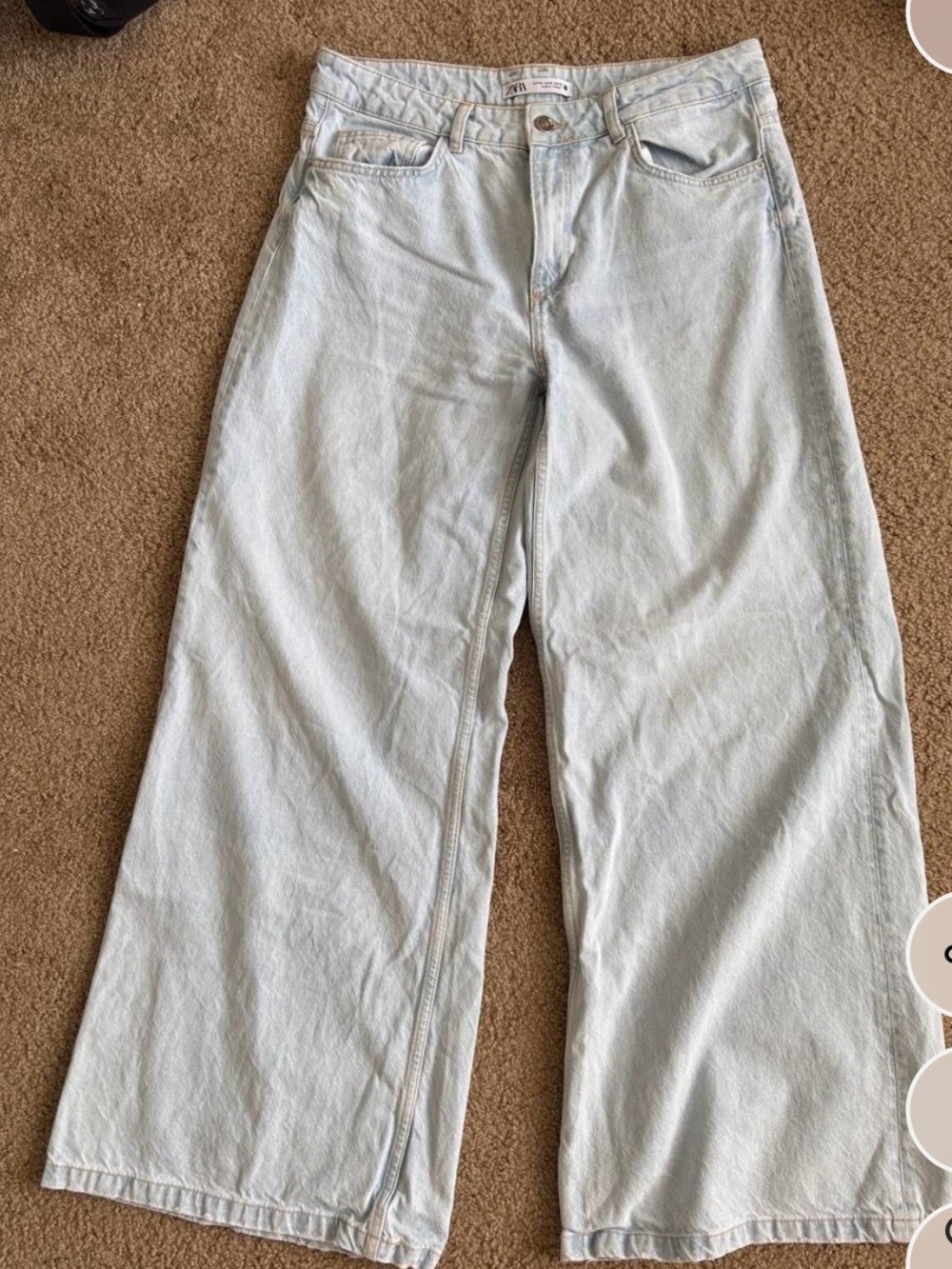 Zara Pale Blue Wide-Leg Jeans size 10